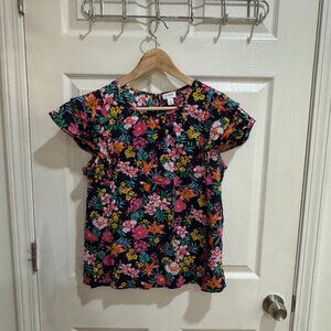J. Crew Floral Ruffled Blouse